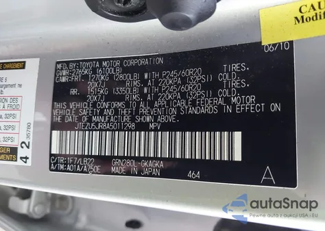 2010 Toyota 4Runner Limited V6 z USA, uszkodzony, nr VIN JTEZU5JR8A5011298